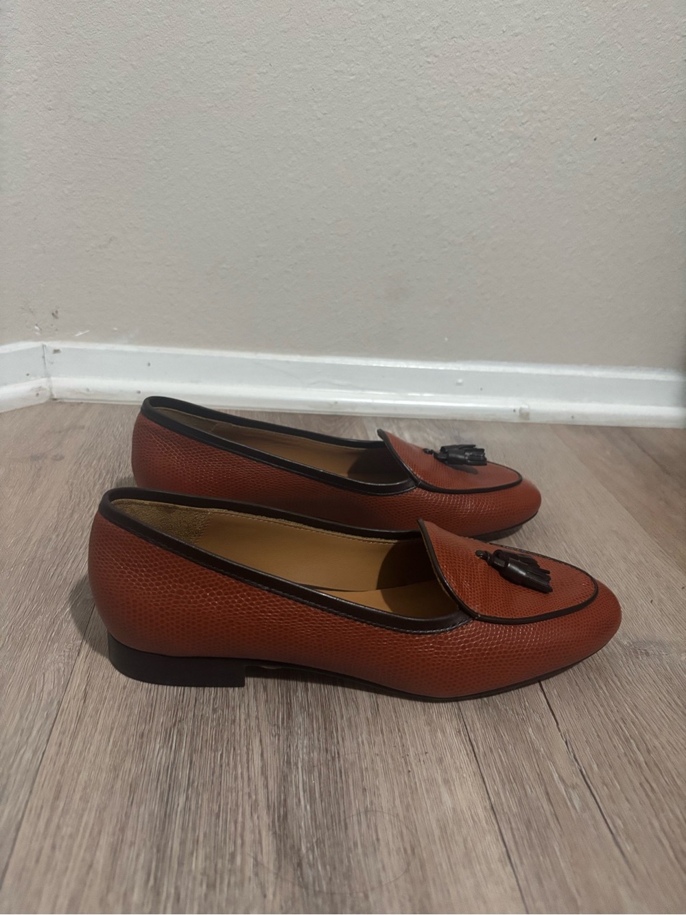 J. McLaughlin Cognac Leather Tassel Loafers - Picture 5 of 9